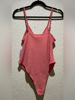 Wild Fable Bodysuit Textured peach color Knot-Front Top size L NWT thumbnail 3
