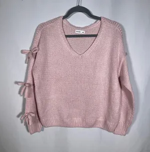 Hollister Womens Pink Bow V Neck Sweater Small thumbnail 1
