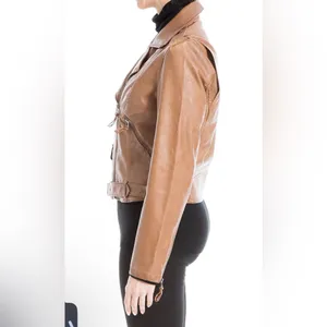 Max Studio Moto bomber Motorcycle Jacket air pilot faux leather jacket coat thumbnail 3