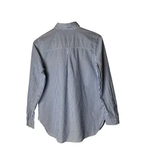 Old Navy The Tunic‎ Shirt Women Medium Blue White Striped Button Down Cotton thumbnail 3