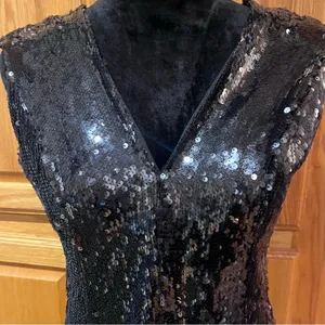 Dress the Population Marilyn Sequin Sleeveless V-Neck Mini Dress Black Sz Large‎ thumbnail 7