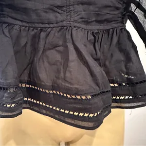 H&M Ruffle Pleated Cami Tank Top Sz M Black Shirt Smocked thumbnail 4