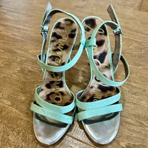 Sam Edelman Women’s Abbott Snakeskin Print High Heel Blue Size 8 Used Girly thumbnail 2