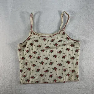 Vtg 90s Y2K Victoria Secret Sz S Cropped Tank Top‎ Babydoll Floral Waffle Knit thumbnail 2