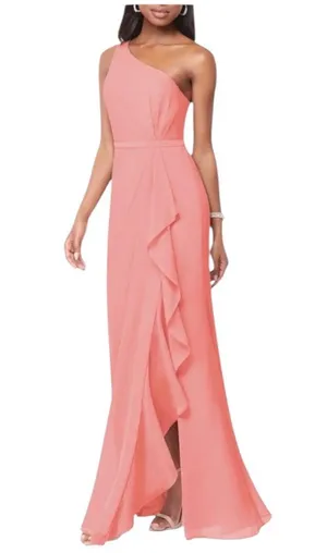 Celebrate by DB Studio Coral One-Shoulder Gown - Size 14 thumbnail 1