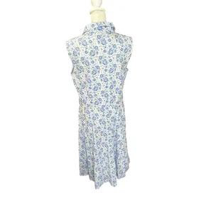 Kiel James Patrick Blue Floral Linen Blend Shirt Dress Nautical Cottage thumbnail 5