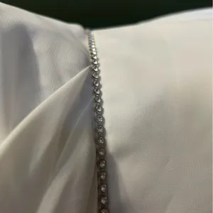 Emme Bridal white sleeveless wedding gown beaded rhinestones satin chiffon 16 thumbnail 6