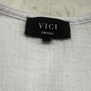 VICI White Cotton Gauze Puff Sleeve Button Down Blouse Top S Coastal Grandma thumbnail 4