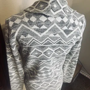 Lucky‎ Brand Women’s Aztec Tribal Knit Jacket Blazer sz S grey cream thumbnail 4