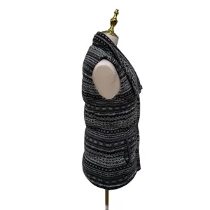 Athleta Fair Isle Goose Down Puffer Vest Grey Black Sm Atheisure Full‎ Zip Ski thumbnail 6