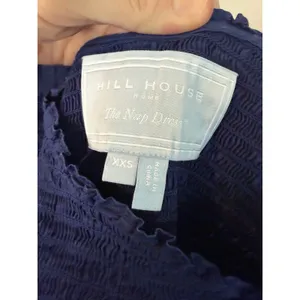 Hill House Nap Dress Navy Blue Smocked Short Puff Sleeve XXS EUC thumbnail 4
