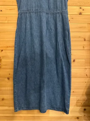VNTG Bobbie Brooks Large Cotton Denim Button Maxi Dress Cottage Granola Prairie thumbnail 7