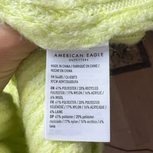American Eagle Bright Citron Crewneck Sweater Yellow Sz M thumbnail 7