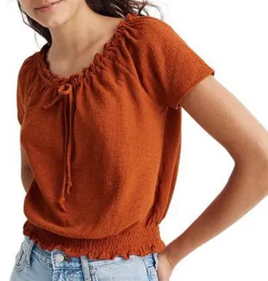 MADEWELL Texture & Thread Rusty Orange Drawstring Top thumbnail 1