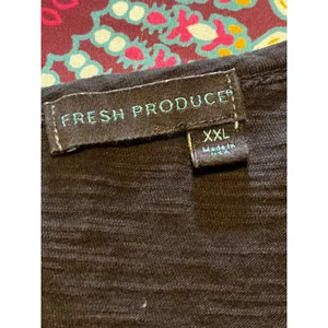 Fresh Produce Luna Top Black Cotton Slub Scoop Neck Tee XXL 22072 Made in USA‎ thumbnail 4