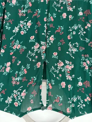 Reformation Juni Long Sleeve Emerald Green Floral Mini Dress Boho Cottage Core 2 thumbnail 7