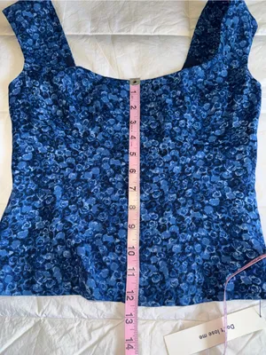 Reformation Blue Floral Square-Neck Crop Top thumbnail 10
