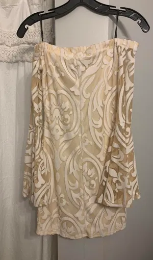 White Over Shoulder Bell Sleeve Dress thumbnail 2