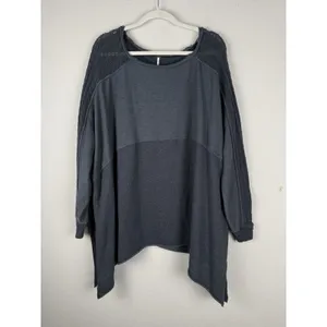 Free People My Girl Oversized Knit Tunic Top‎ Distressed Bohemian Blue Women's S thumbnail 12