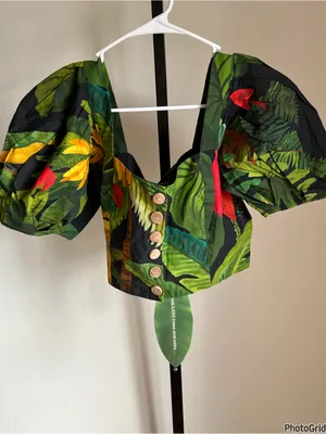 Farm Rio Cocoa Forest Button Down Crop Top XS New With Tags thumbnail 2