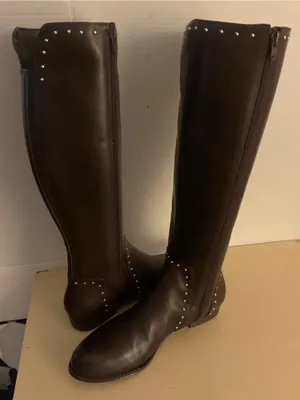 Isaac Mizrahi women brown leather Stud-Trim tall Knee Boots riding boots US 9.5 thumbnail 4