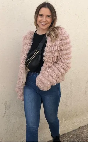 Women's Beige/Blush Faux Fur Jacket thumbnail 3