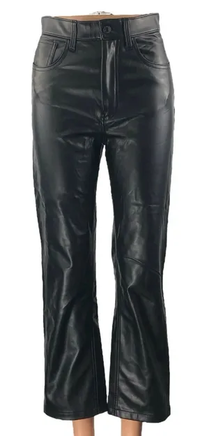 Abercrombie & Fitch Womens Black Faux Leather Vegan Flare Trousers Pants Size XS thumbnail 1