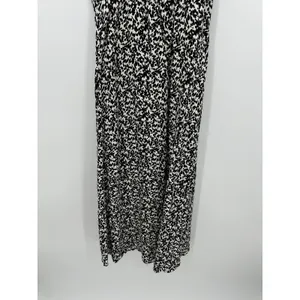 Madewell Black White Abstract Petal Smocked Tie Strap Midi Dress 8 Cottagecore thumbnail 5