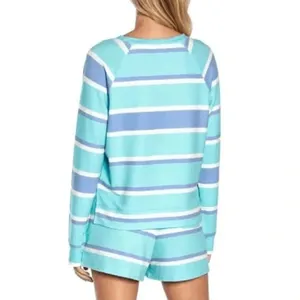 Wildfox Purple Aqua Striped Sleep Lounge Top Shorts 2 Piece Set Small NWT thumbnail 13