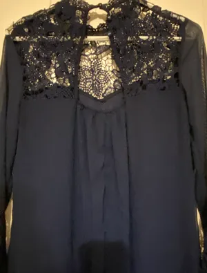 Trixxi Mini Dress Navy Blue W/ Lace Flare Long Sleeve thumbnail 4