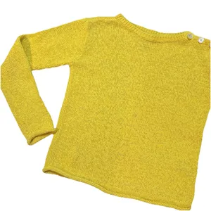 Ralph Lauren Women's Yellow Crocheted sweater buttons‎ on shoulder Size small thumbnail 2