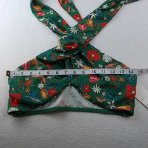 Out From Under Urban Outfitters NWT Green Botanical Floral Halter Crop Top Large thumbnail 9
