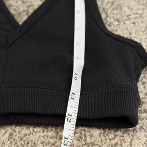 Alo Yoga Ribbed V Neck Sports Bra Women XS Black Wrap Back Activewear Athleisure thumbnail 10