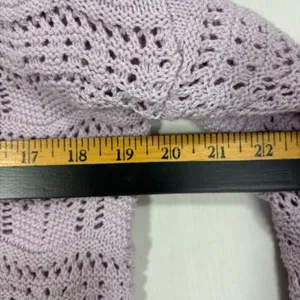 Jessica Simpson Sweater Womens M Lavender Pointelle Crochet‎ Ruched Crop Boho thumbnail 8