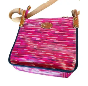 Fossil Keyper Crossbody Bag Fuchsia and Berry Striped Pattern Canvas thumbnail 1