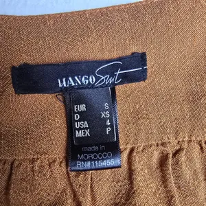 Mango Suit 34Y Burnt Orange Linen Blend V-Neck Mini Dress 3/4 Sleeve‎ Size 4 thumbnail 4