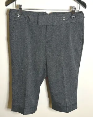 Vintage Arden‎ B Cropped Herringbone Gray Trousers Y2K Steampunk Size 4 EUC thumbnail 1