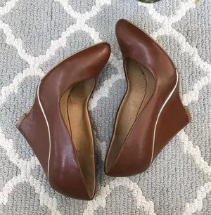 MIA closed Toe Brown Leather Wedge High Heel thumbnail 3