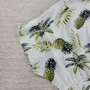 Blue Island Tropical Maxi Dress Sz L Pineapple Palm Print Rayon Tiered Open Back thumbnail 11