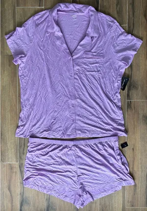 INC International Concepts Pajama Set Shorts Purple 2XL NWT thumbnail 1