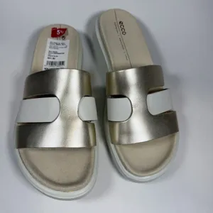 ECCO Size-5.5 Womens‎ Sandal Slide Flowt White Gold thumbnail 9
