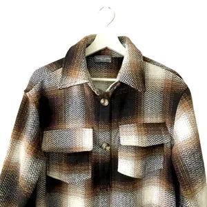 New Sweet Lovely by Jen Long Button Up Plaid Shacket M Brown Size M thumbnail 7