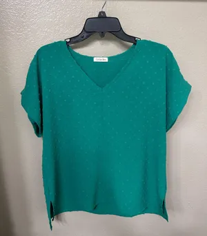 Cotton Blue Green Blouse Top thumbnail 1