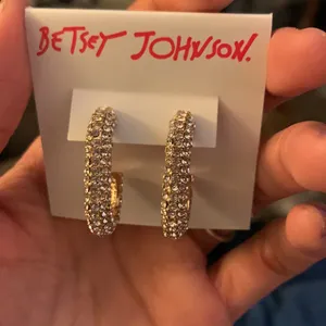 Betsey Johnson crystal diamond paved half loop earrings thumbnail 1
