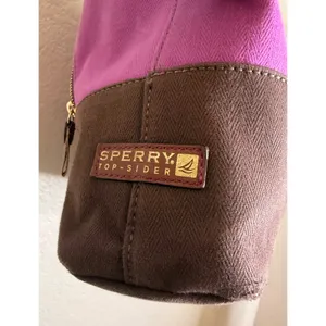 Sperry Top Sider Womens Large‎ Hobo Bag Purse Purple Canvas Leather Shoulder thumbnail 7