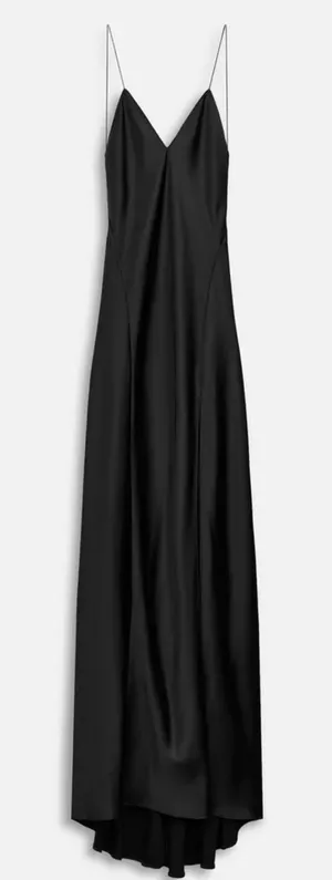 Zara 50th Anniversary Black Satin Maxi Dress Gown Low Back Luxury Formal Runway thumbnail 1