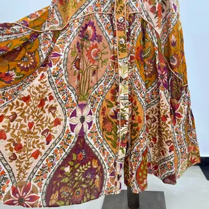 NWOT Farm Rio Romantic Nature Multicolor Ruffle Midi Dress Size XS thumbnail 6