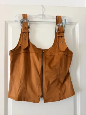 & Other Stories Tan Faux-Suede Buckle Zip Cami thumbnail 5