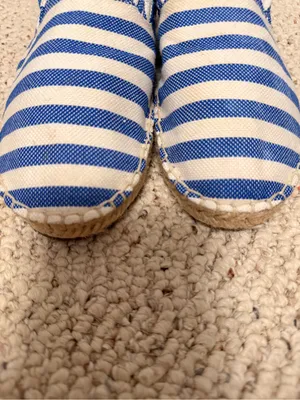 Kate Spade Laila Blue White Striped Espadrille Mule Slides Ruffle Trim Size‎ 7.5 thumbnail 6