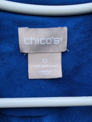 Chicos Faux Suede Jacket Artisan Sapphire Blue Moto Snap Front Chicos 0 4/6 thumbnail 3